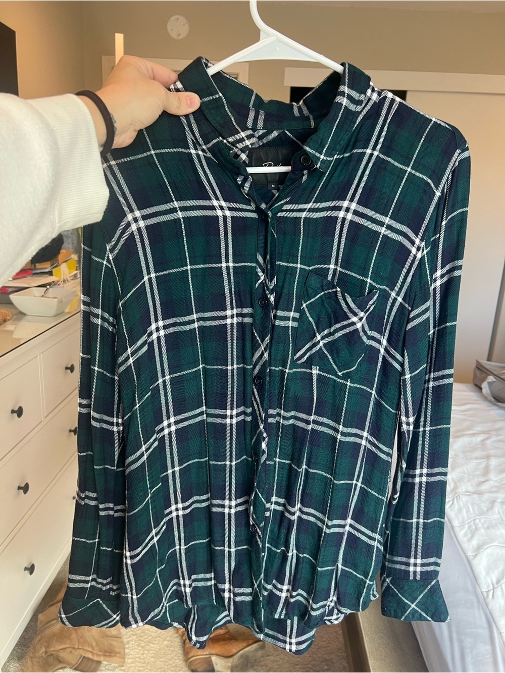 Rails Green and Navy Plaid Button-Down Shirt